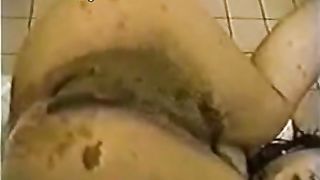 Japanese scat bitch poops on her self