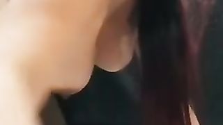 Shitting on her new dildo