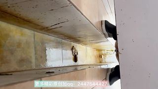 The girl defecated messy poop in toilet