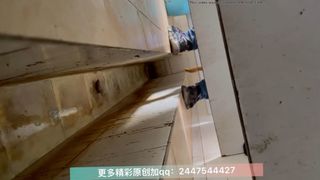 The girl defecated heavily in the public toilet