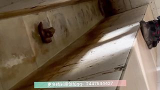 The girl defecated heavily in the public toilet