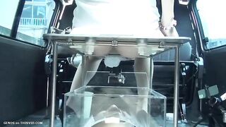 Slutty Japanese lady shits for slave in the car