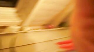 Girl with gaping mouth eating shit