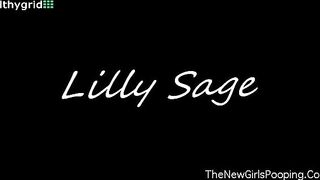 Curly haired cute blonde lady poops