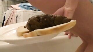 Making a beautiful poop sandwich
