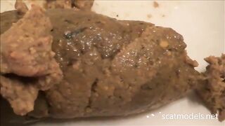 Cute girl masturbates and poops on the floor