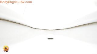 Wet hairy pussy Asian girl dropping shit