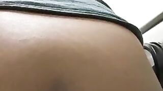 Lovely cheeky ass lady closeup poop