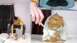 Messy poop on his face