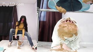 Messy poop on his face