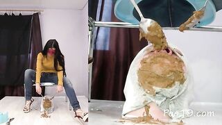 Messy poop on his face