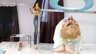 Messy poop on his face