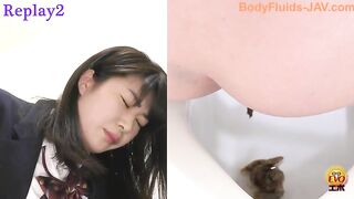 Lovely Jap teen with hairy hot pussy caught pooping