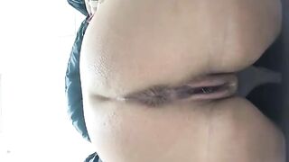 Lovely lady with pretty pussy and asshole pooping