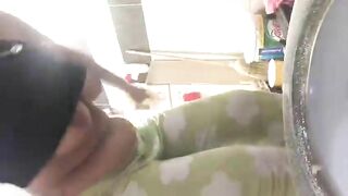 Busty amateur wife pooping at home