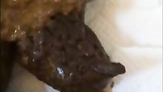 Asian sexy mother pooping closeup