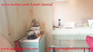 Cute blonde girl getting scat fuck in the bathroom