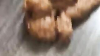 Tattooed busty wife pooping heavily