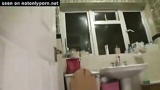 Chubby brunette girl and hot poop at home