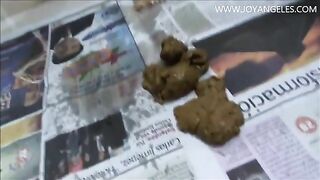 Kinky ebony lady drops huge load