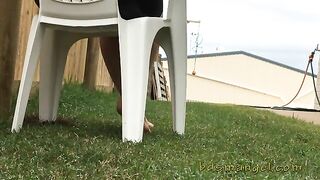 Pooping heavily in the lawn