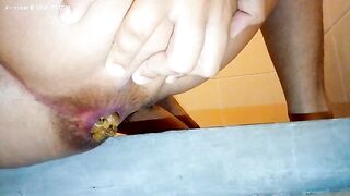 Big turd in the bathroom closeup