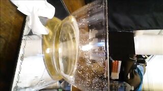 Gorgeous busty girl spread legs for piss and poop