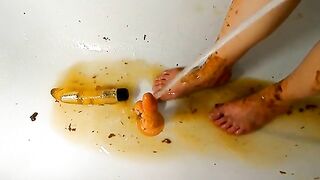 Dirty bath enema in the bath tub