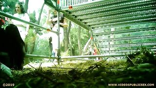 Drunk girl poops in the barn