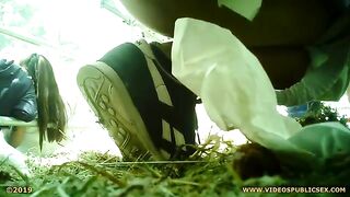 Drunk girl poops in the barn