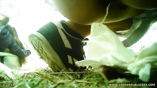 Drunk girl poops in the barn