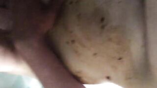 Messy poop covered wife takes hard pounding