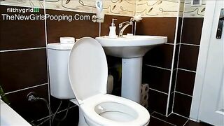 Brunette sexy girl homemade poop