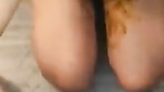 Teen gagging from daddy's smeared cock