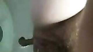 Hairy wet pussy and tight pooping asshole
