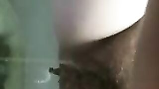 Hairy wet pussy and tight pooping asshole
