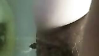 Hairy wet pussy and tight pooping asshole