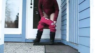 Messy poop outside the door