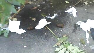 Nasty Crack Whore Poops In The Forest