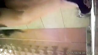 Girl shits all over her black heels in the shower