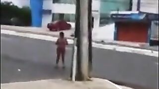 Amateur naked lady on the road