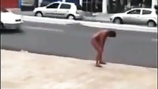Amateur naked lady on the road