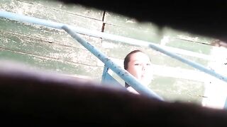 Naughty young girl caught-pooping