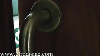 Amateur sexy blonde babe pooping at home