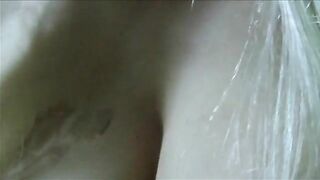 Amateur sexy blonde babe pooping at home