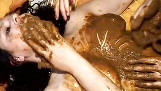 Mature lady covered heavily in shit