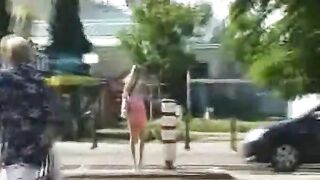 Sexy amateur girl shitting in public