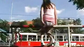 Sexy amateur girl shitting in public