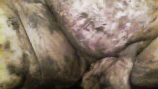 Dirty shit covered chubby milf teasing and smearing