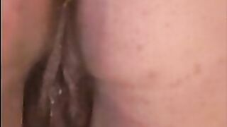 Fat black pussy pooping closeup